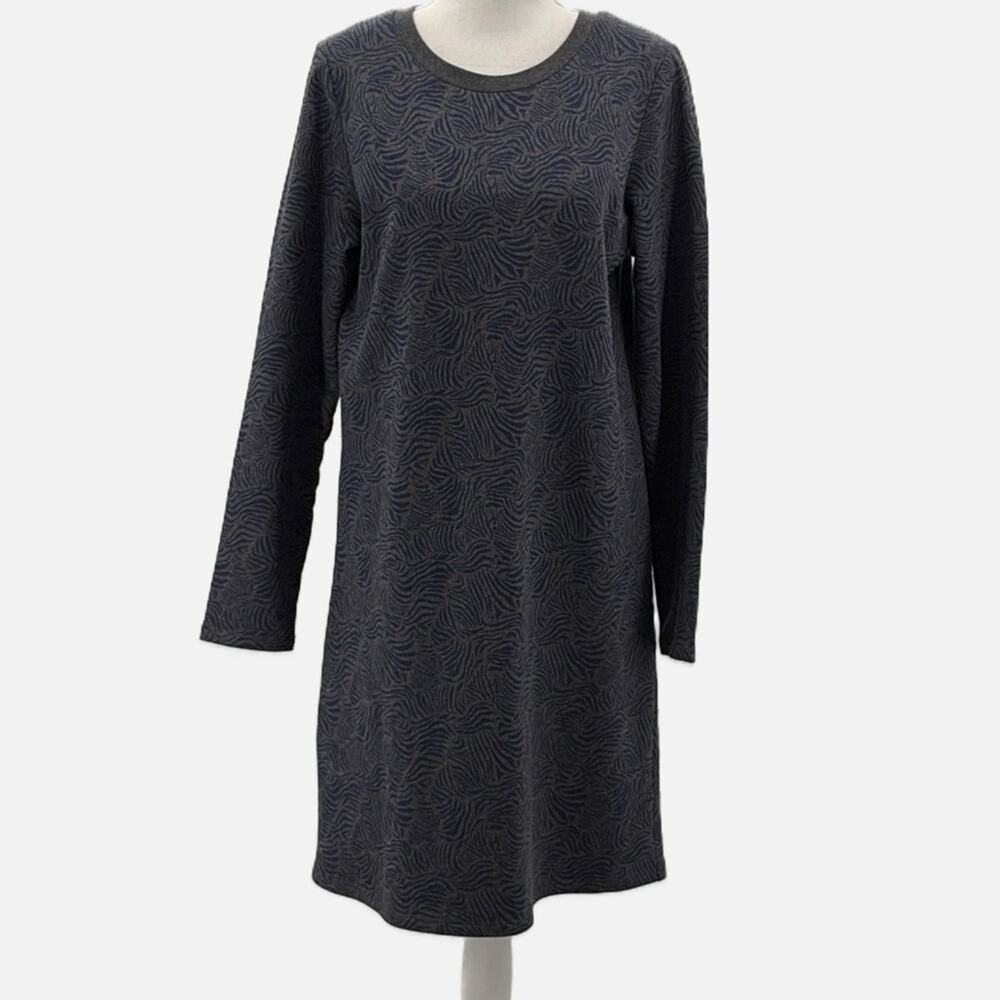 Boden 100% Cotton Long Sleeve Zebra Print Sweatshirt Dress Blue on Gray - 6R